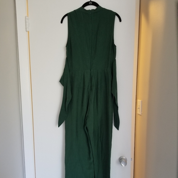 MANGO Lyocell Green Belted Wide Leg Jumpsuit - Picture 5 of 9